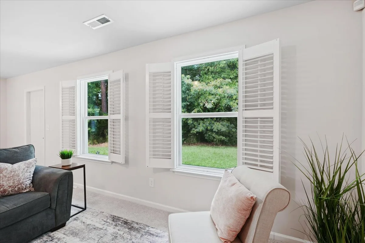 Living room with plantation shutters