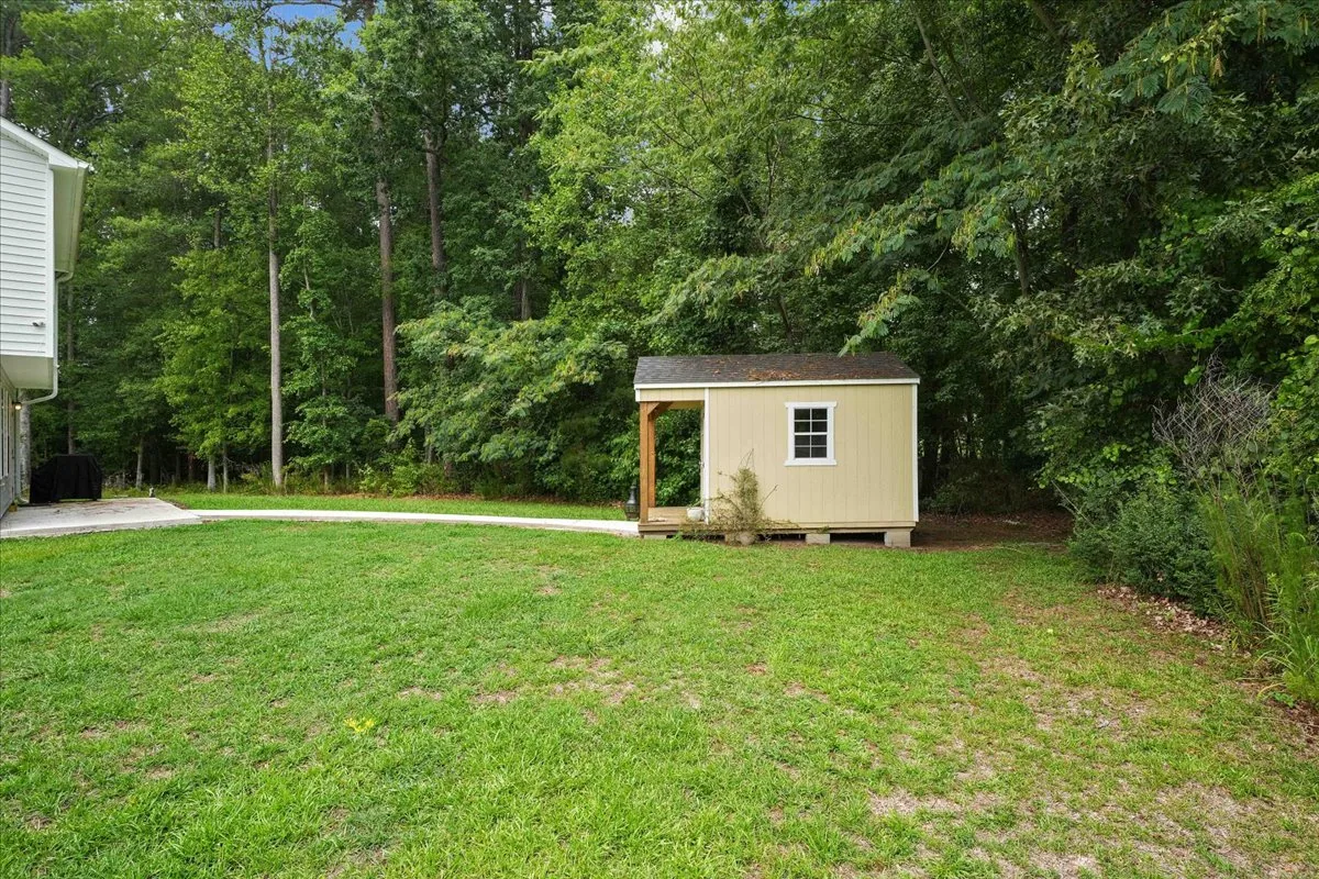 Backyard and storage shed